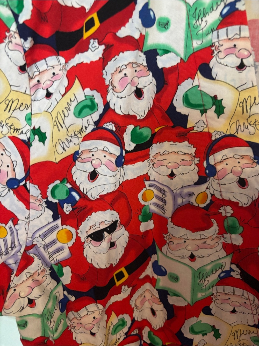 Peaches Uniforms Red Santa Pattern Kids Pajama Top - Picture 4 of 9